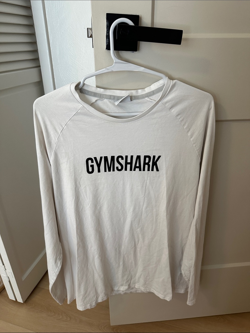 Gymshark White Long Sleeve Tee with Black Logo